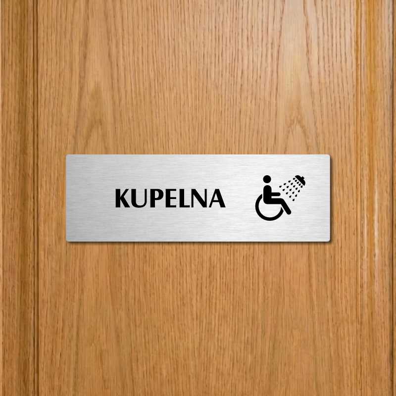 Koupelna, 240x79mm, stříbrná popiska s rámečkem